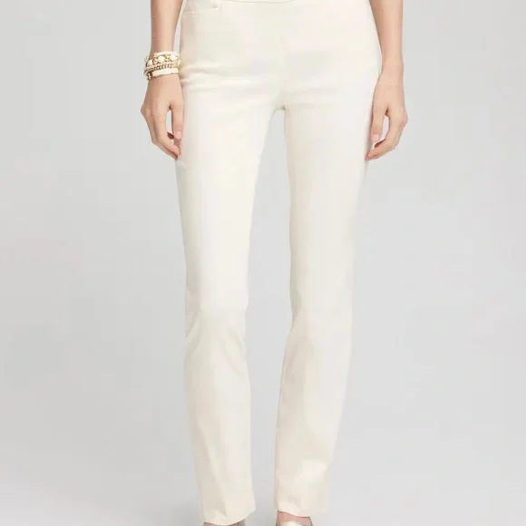Chico's 360 Brigitte Slim Pull on Pants in English Crème C215 - Picture 1 of 10